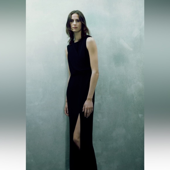 Zara LONG HOODED DRESS. Black. Size S. New with Tags. - Picture 4 of 8